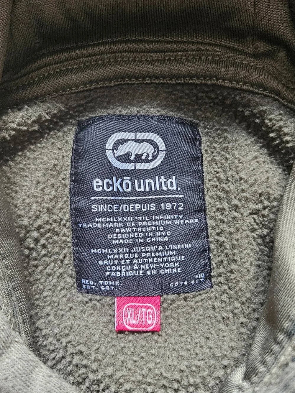 Ecko Unltd Mens XL Camo Hoodie Olive Green Pullover Sweatshirt World Renowned - Picture 8 of 9
